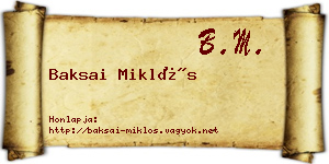 Baksai Miklós névjegykártya